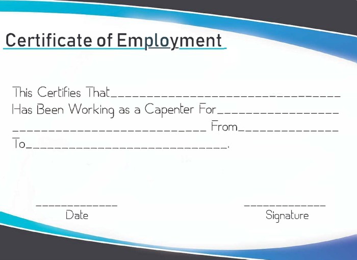 Certificate employment template word employement